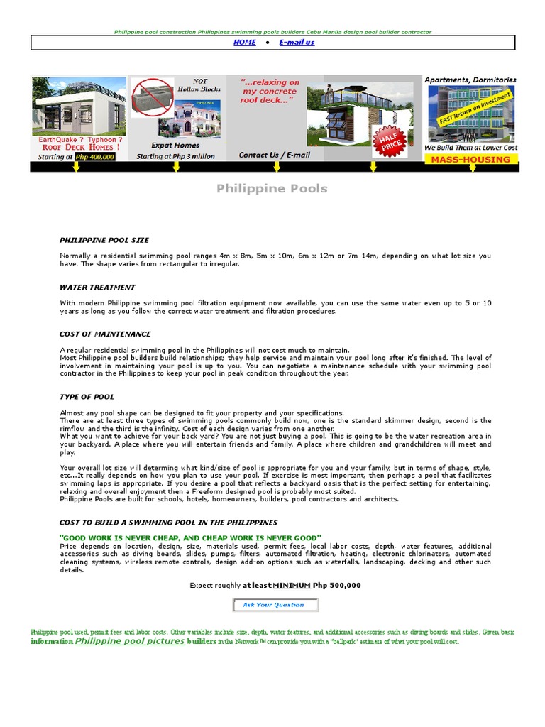 Philippine Swimming Pools PDF Swimming Pool Philippines