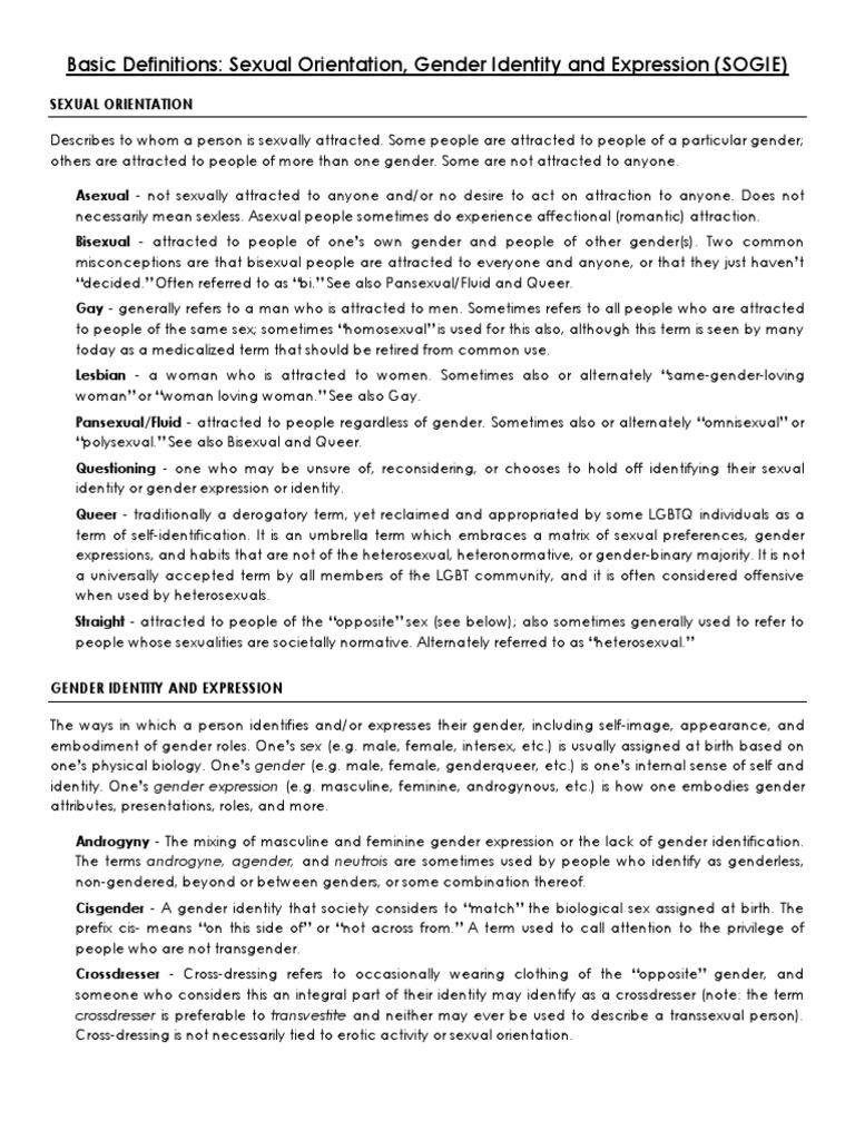 Basic Definitions Sogie PDF | PDF | Lgbt | LGBTQIA+ Studies