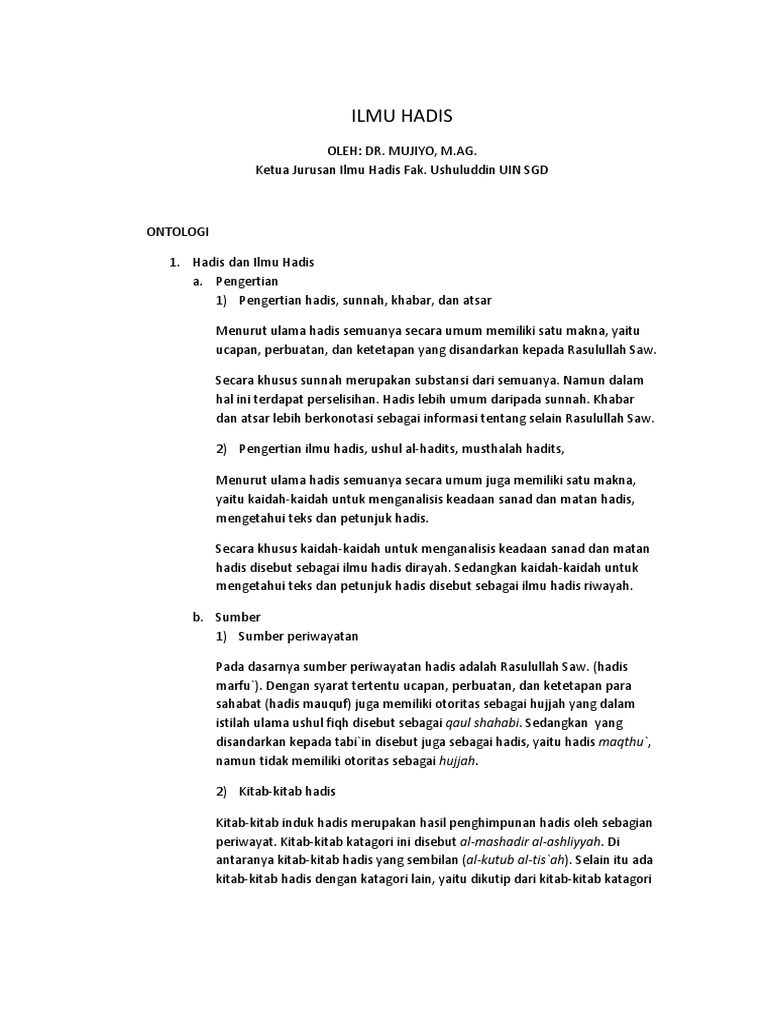 Pengantar Ilmu Hadis dan Periwayatannya | PDF | Ilmu Sosial
