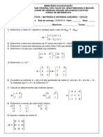 Matrizes e Sistemas Lineares - Trabalho Avaliativo