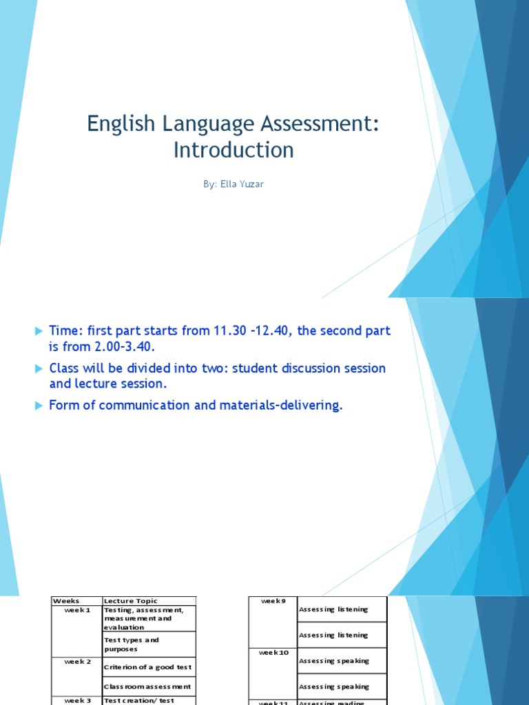 Introduction To English Assessment | PDF | Test (Assessment ...