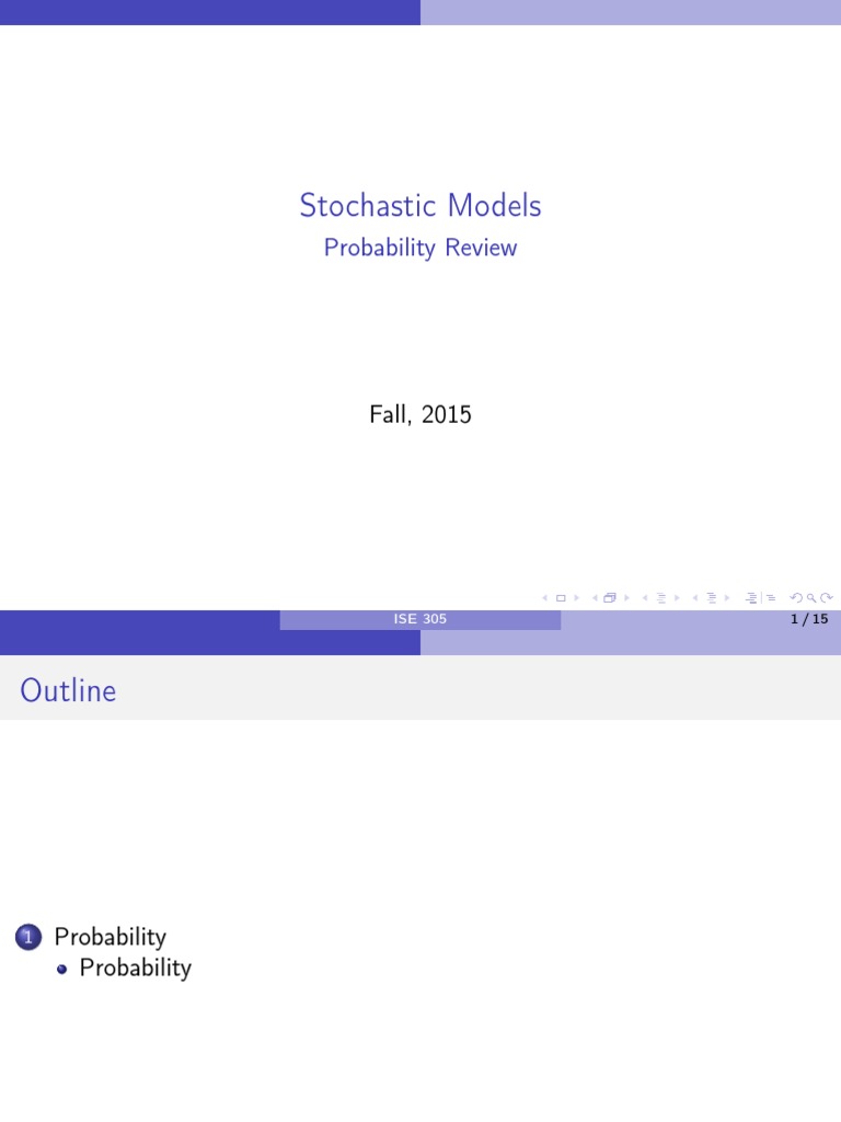 Stochastic Models: Probability Review | PDF | Probability | Stochastic ...