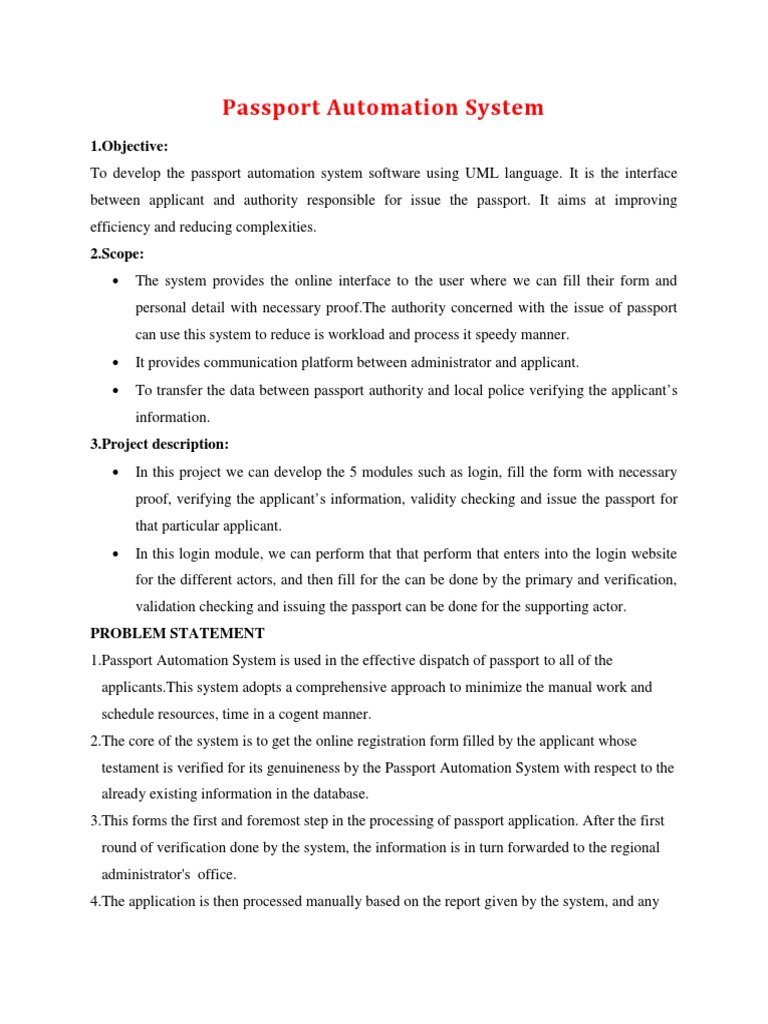 Passport Automation System Use Case Authentication
