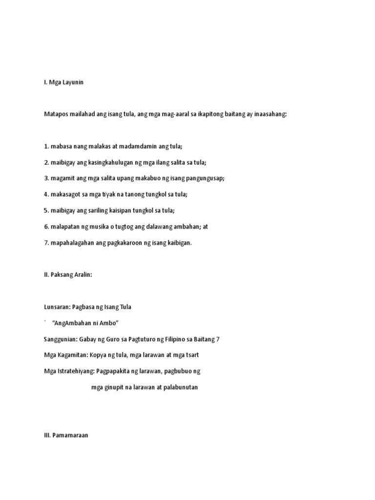 I. Mga Layunin | PDF