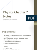 Physics Chapter 2 Notes: Speed, Velocity, and Acceleration