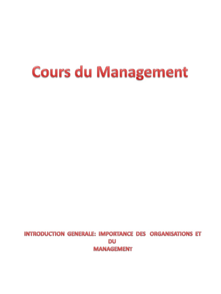Introduction au Management et Organisation | PDF | Gestion des ...