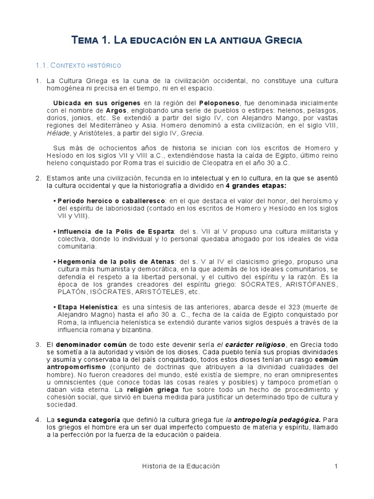 La educación en la Antigua Grecia: Paideia, Arete y Logos | PDF ...