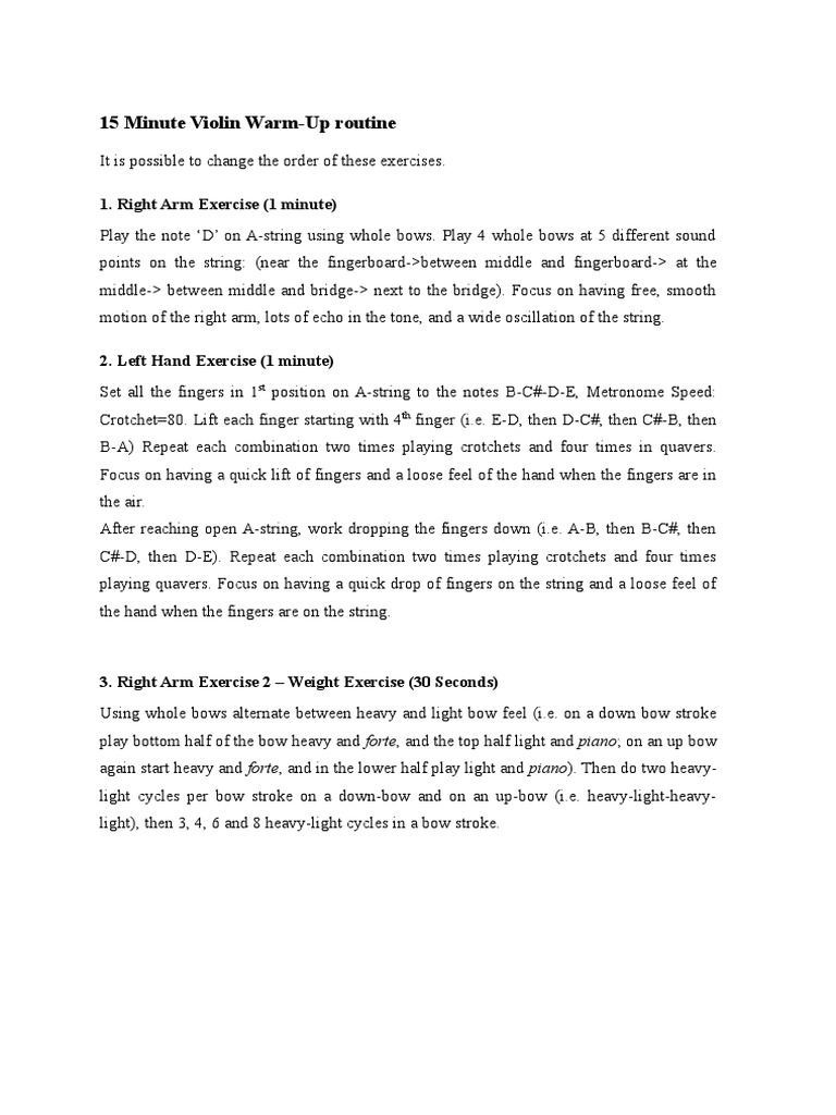 15 Minute Violin WarmUp Routine PDF Music Theory Musical Instruments