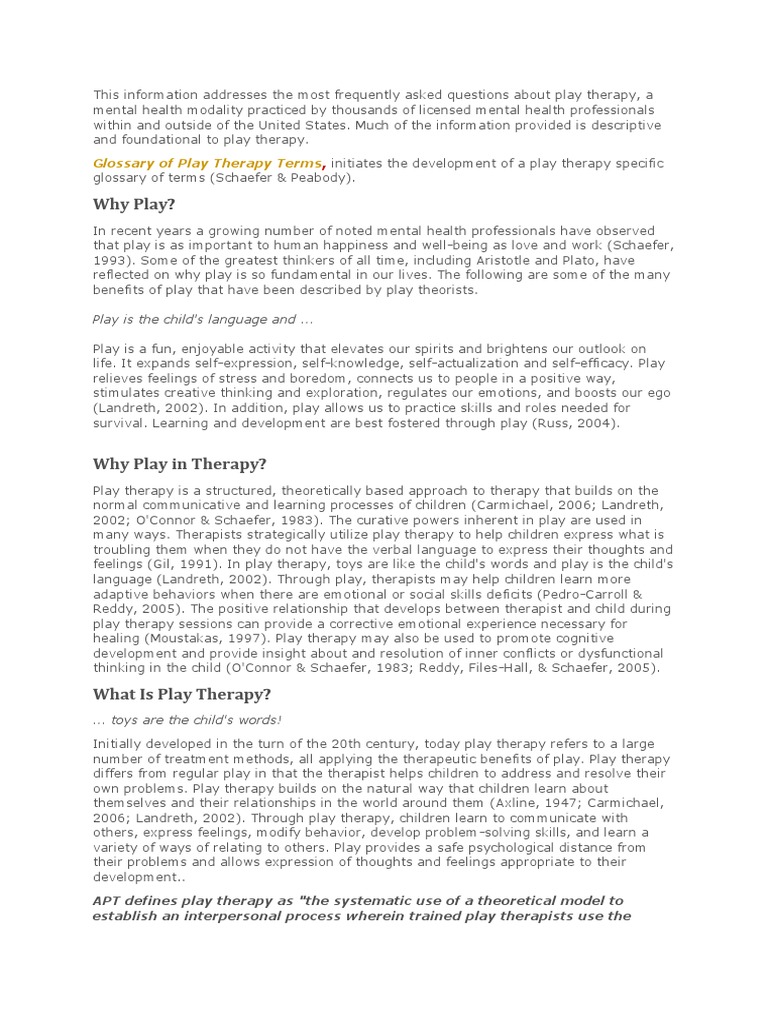 Child Play Therapy Pdf Play Therapy Psychotherapy