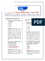 Monthly Current Affairs Quiz June 2019 PDF