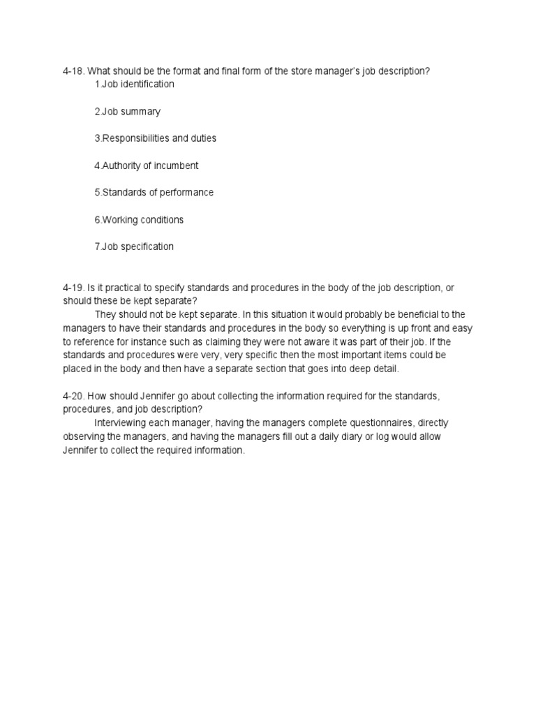 Store Manager Job Description Overview | PDF | Economies | Business