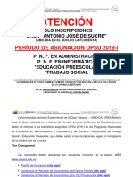 Cronograma Final de Inscripcion Opsu 2019 1 Nucleo La Floresta PDF