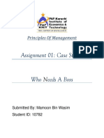 Assignment 01: Case Study:: Principles of Management