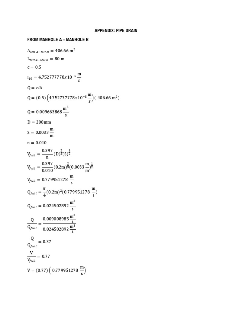 Pipe Drainage Calculations | PDF | Teaching Mathematics | Nature