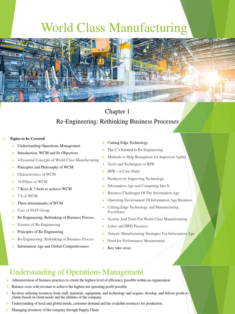 Improving Operations Performance with World Class Manufacturing