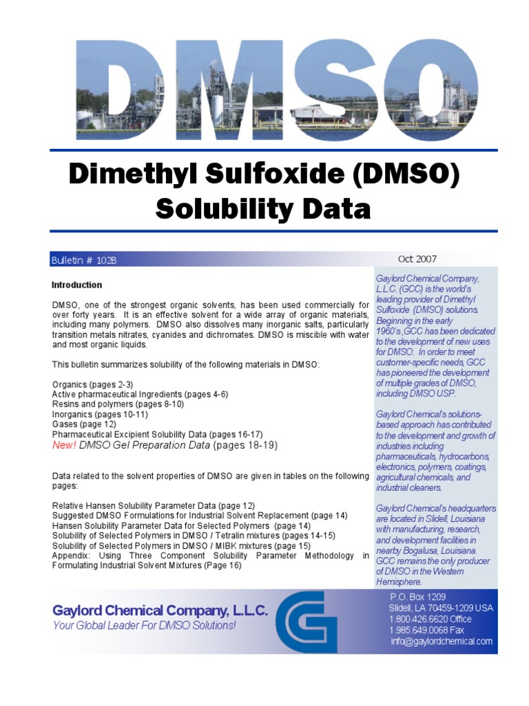Dmso Solubility Dimethyl Sulfoxide Solvent