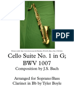 Bach Cello No.1 Suite For Clarinet