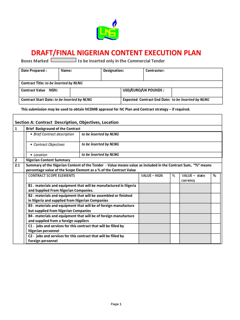 Nigerian Content Execution Plan | PDF | Joint Venture | Nigeria