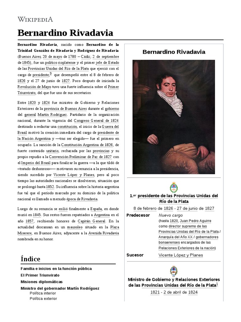 Bernardino Rivadavia | PDF | Argentina | Agitación