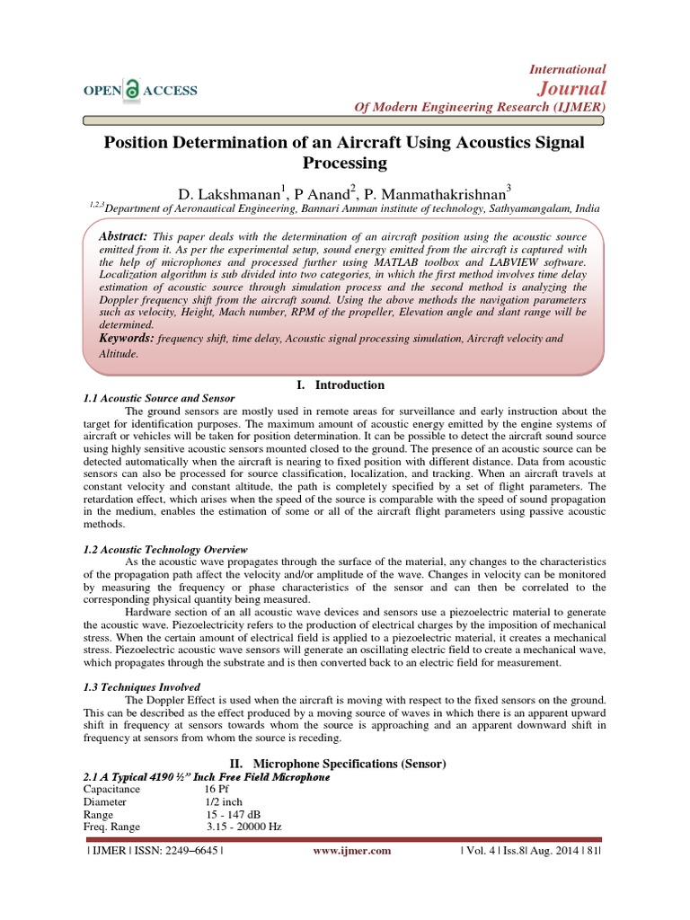 Position Determination of An Aircraft Us PDF | PDF | Acoustics | Waves