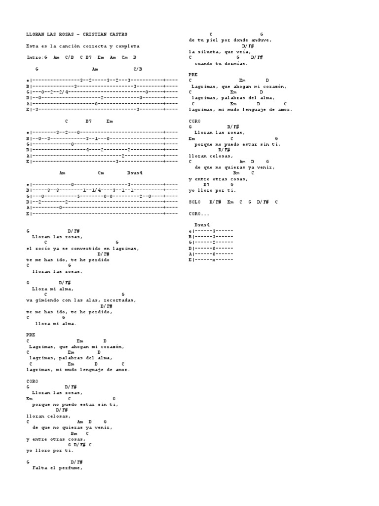 Lloran las Rosas Acordes