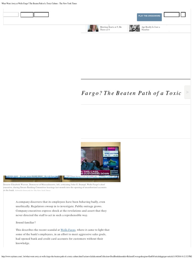 What Went Awry at Wells Fargo - The Beaten Path of A Toxic Culture ...