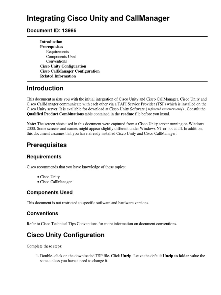 Integrating Cisco Unity and Call Manger | PDF | Port (Computer ...