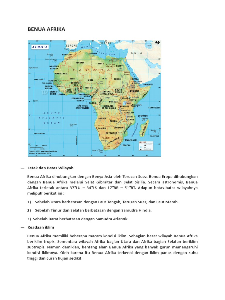 Secara geografis benua afrika berbatasan dengan samudra