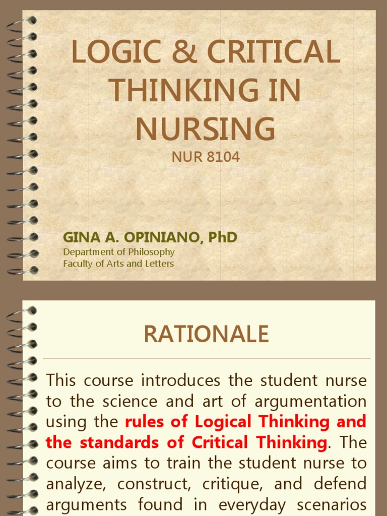 Logic and Critical Thinking in Nursing: An Introduction to ...