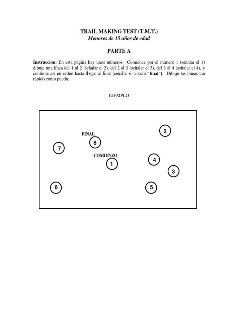 Trail Making Test (Menores de 15 Años) | PDF