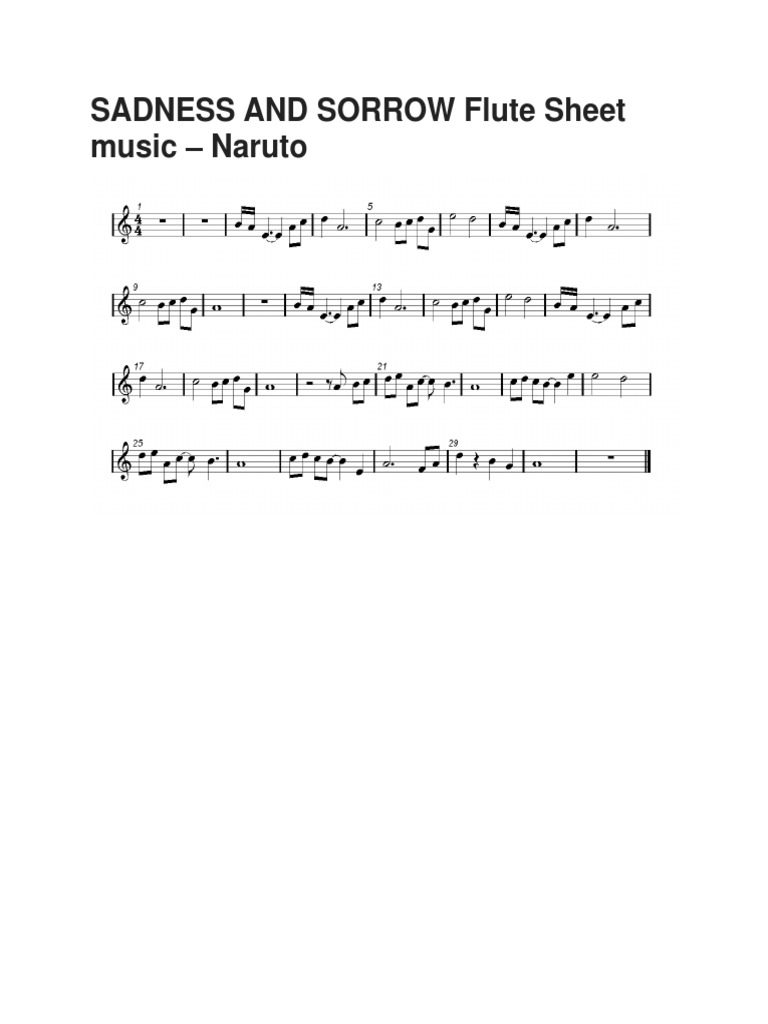 Sadness and Sorrow Flute Sheet Music PDF