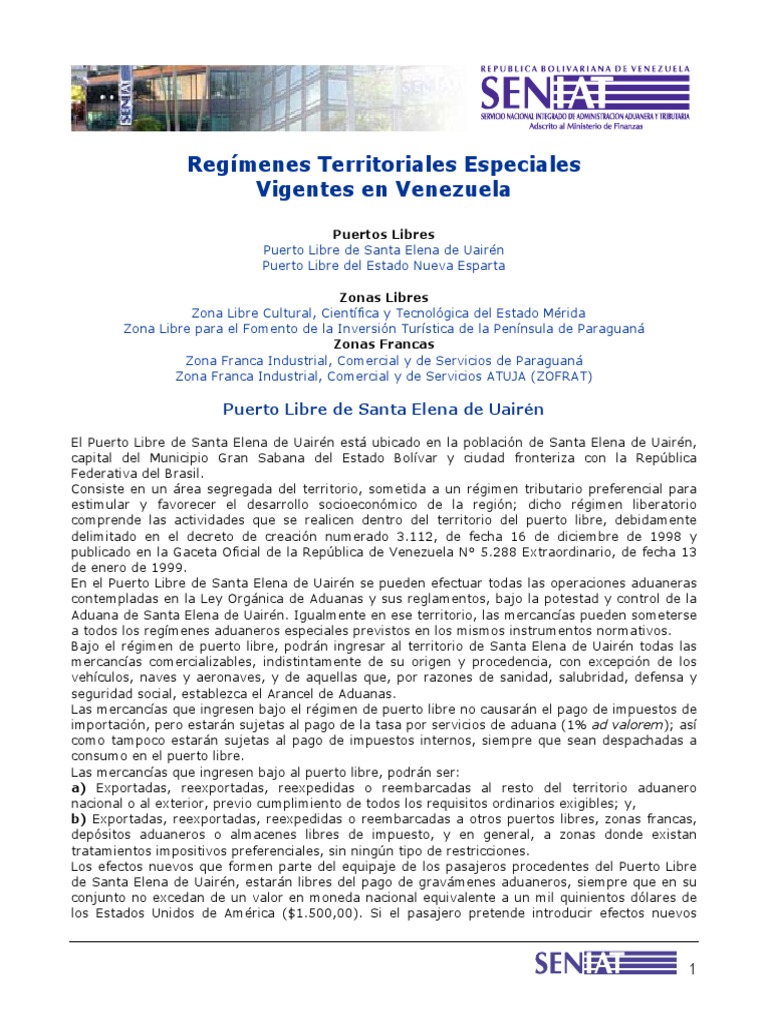 Regímenes de Zonas Libres en Venezuela | PDF | aduana | El comercio ...