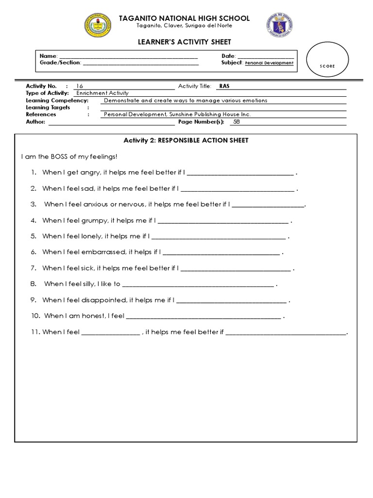 16.responsible Action Sheet | PDF