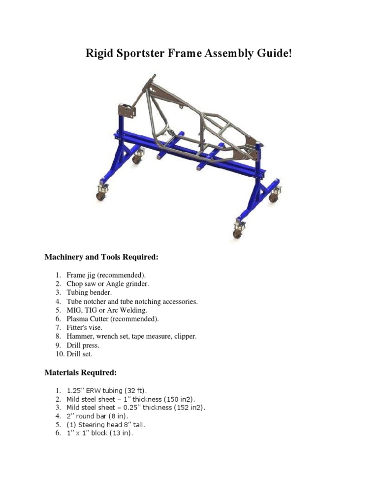 Rigid Sportster Frame Assembly Guide | PDF | Pipe (Fluid Conveyance ...