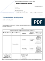 Recomendaciones de Refrigerantes: Pantalla Anterior