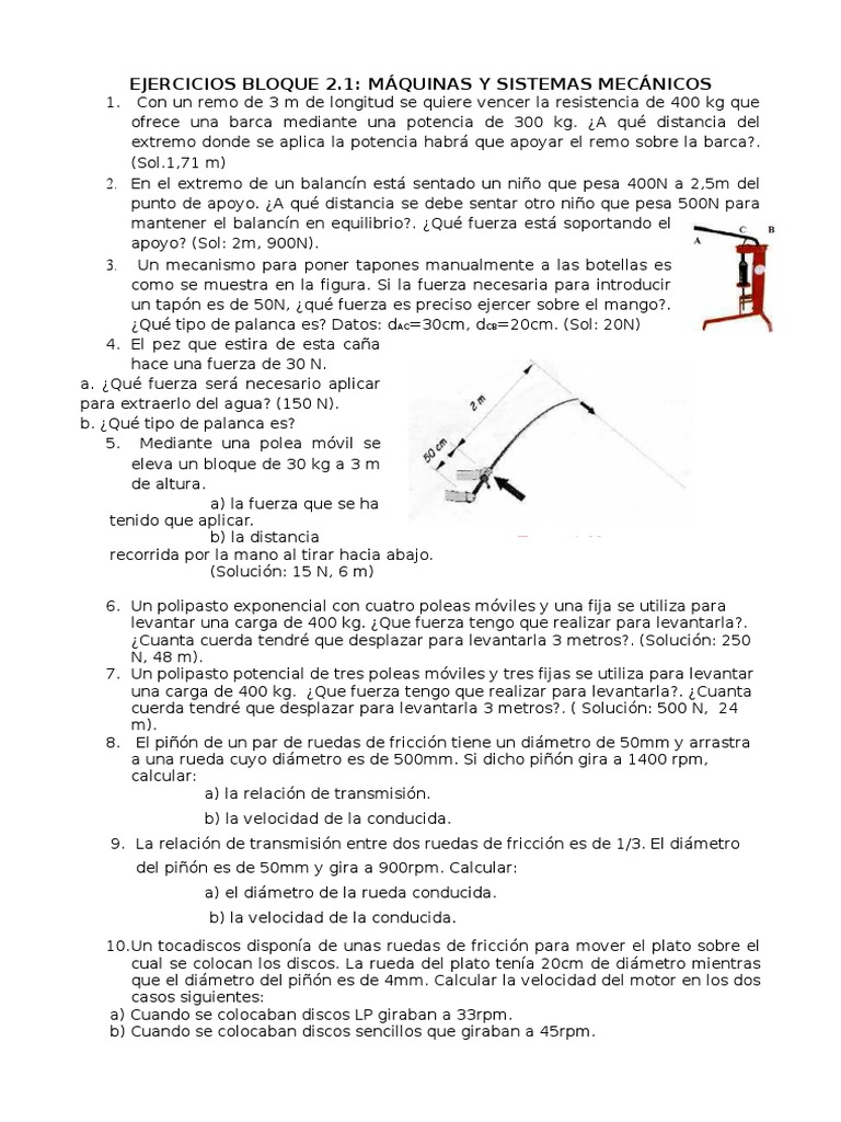 Ejercicios Sistemas Mecanicos Pdf Pdf Engranaje Cinemática