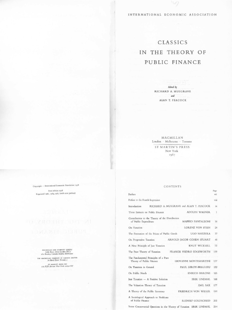 Musgrave Peacock 1958 Classics in The Theory of Public Finance PDF