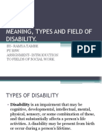 Types of Disability and The Role of Social Worker in The Field.