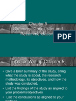 Chapter 5 Summary, Conclusions and Recommendations for Research Study