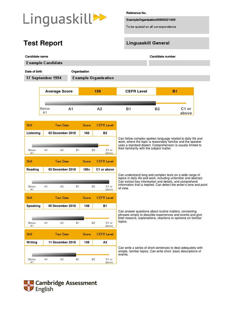 Linguaskill Test Report Summary | PDF | Language Education | Linguistics