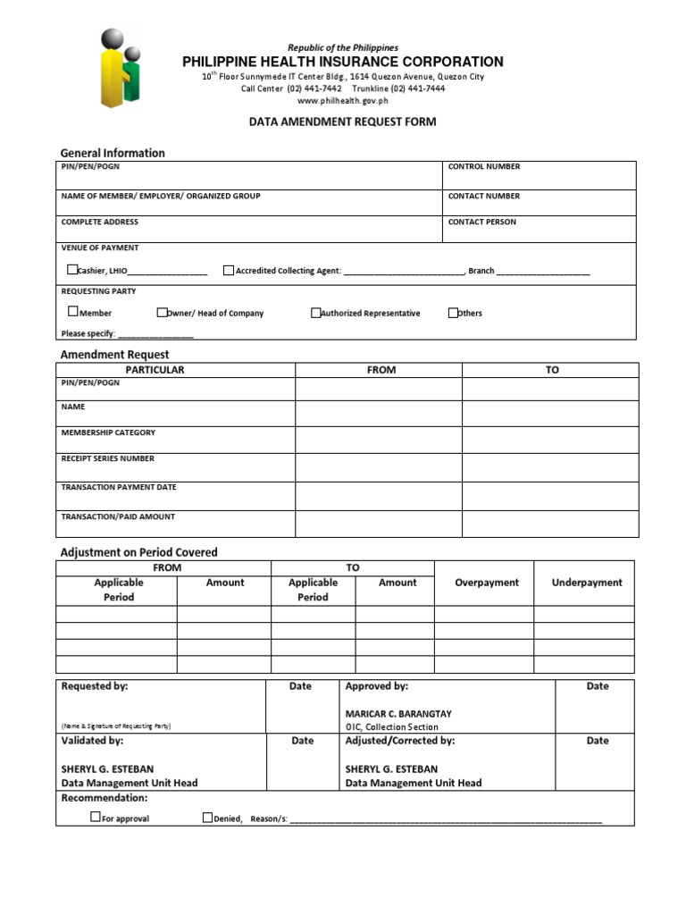 Request for Amendment of Member Data Form: A Guide for Updating ...