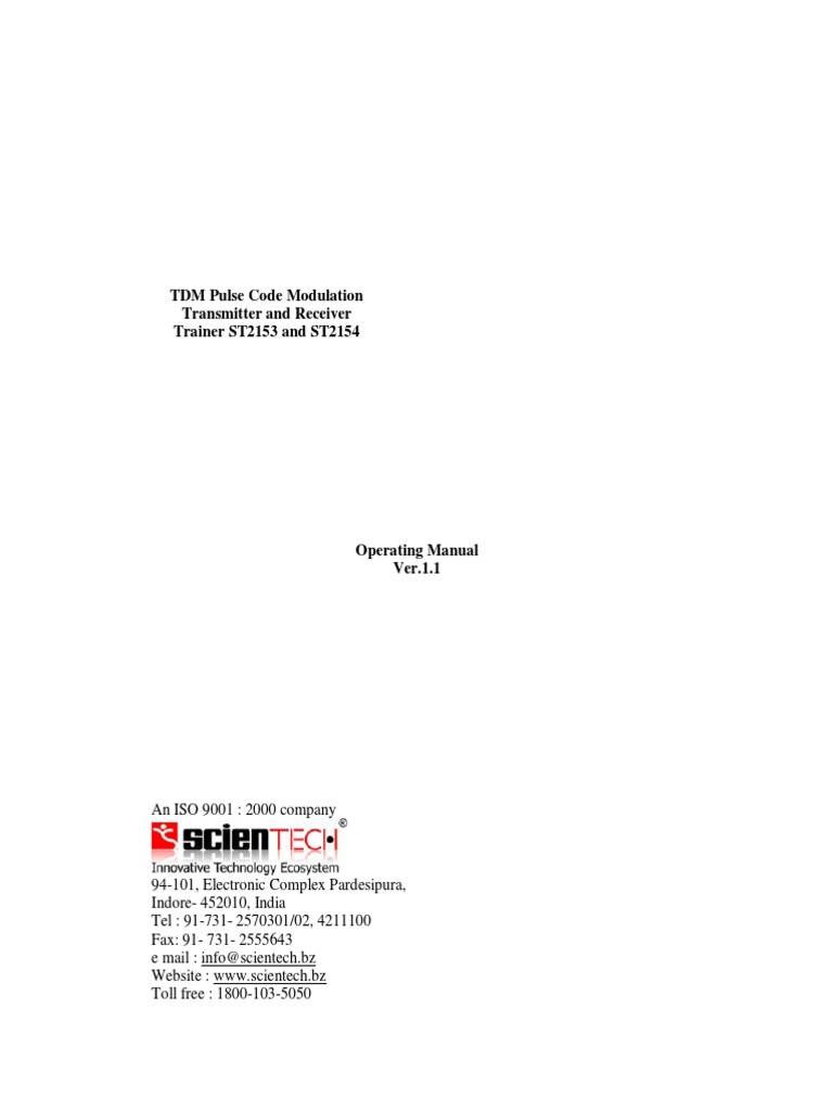 TDM Pulse Code Modulation Transmitter and Receiver Trainer ST2153 and ...