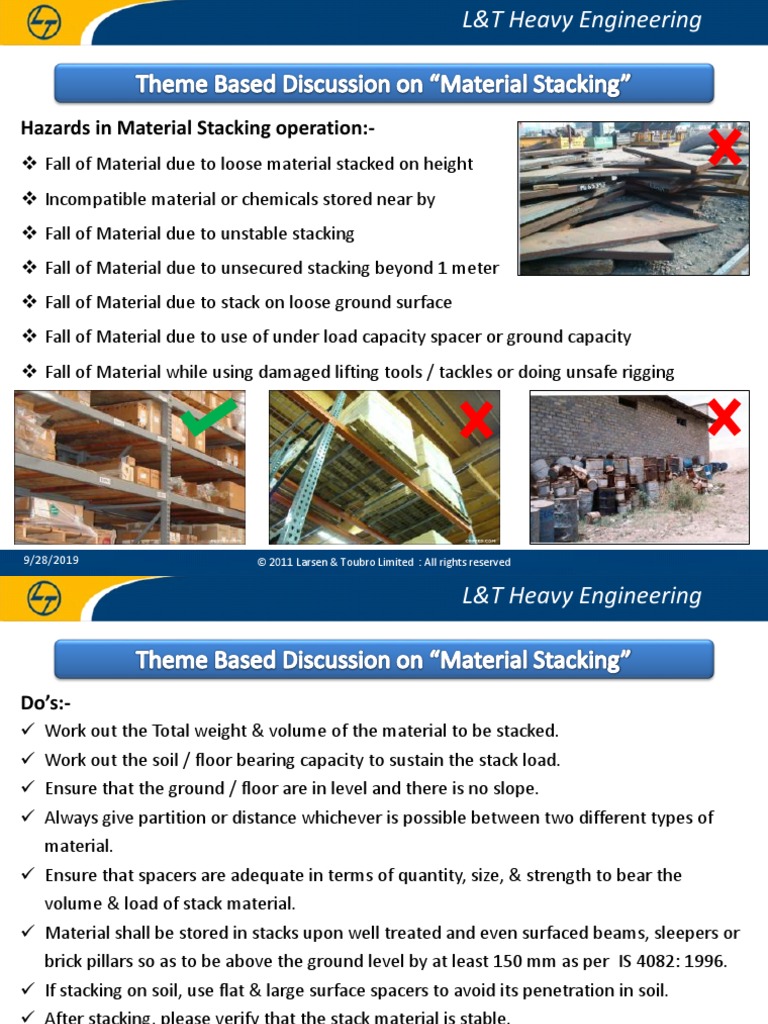 Theme Based Safety Discussion (TBT) On Material Stacking | PDF | Crane ...