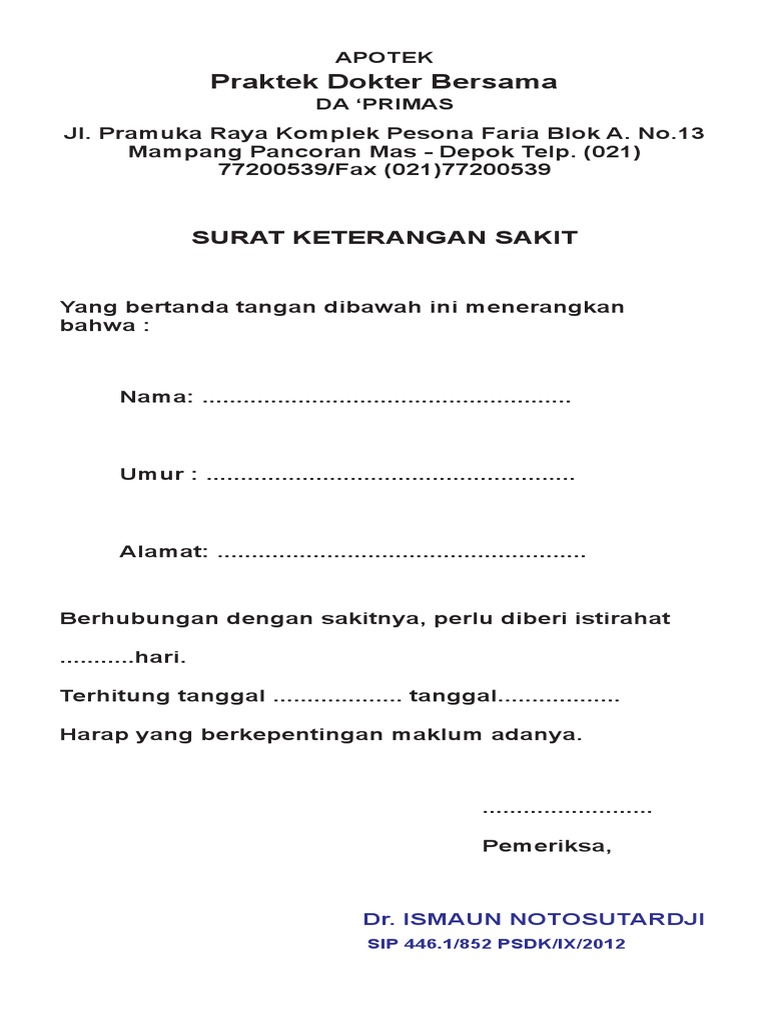 Contoh Surat Dokter Pdf