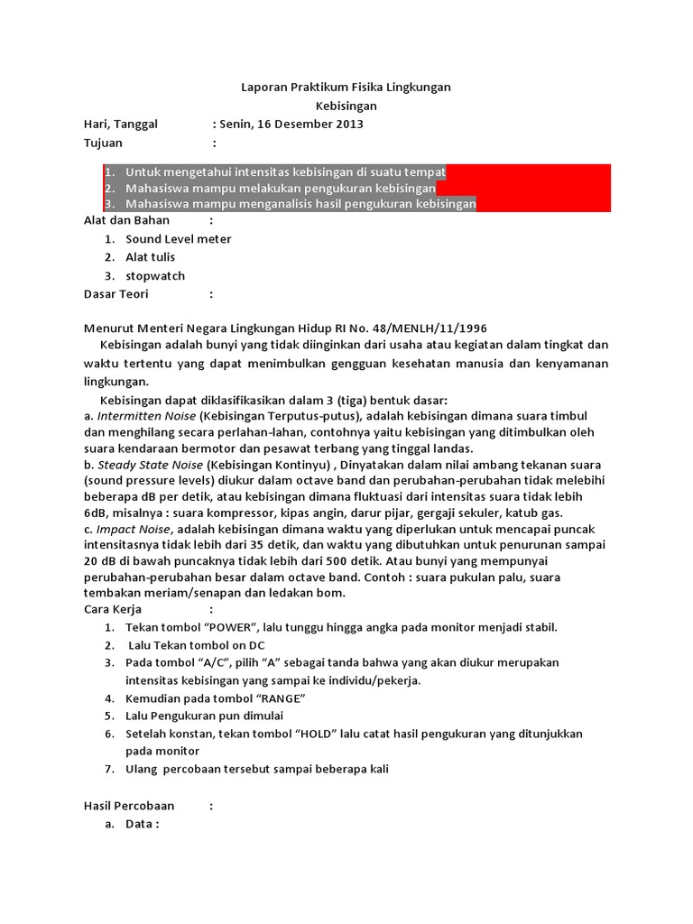 Fisika Lingkungan Kebisingan