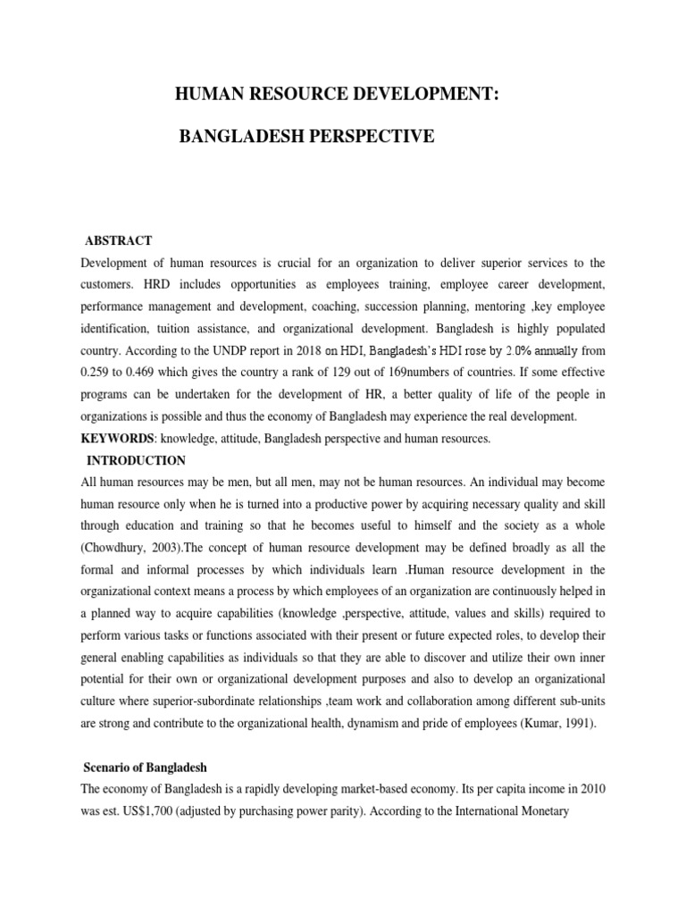Human Resource Development: Bangladesh Perspective | PDF | Employment ...