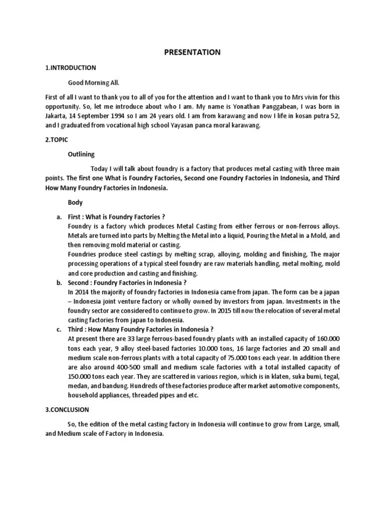 Presentation Foundry In English Pdf Foundry Casting Metalworking