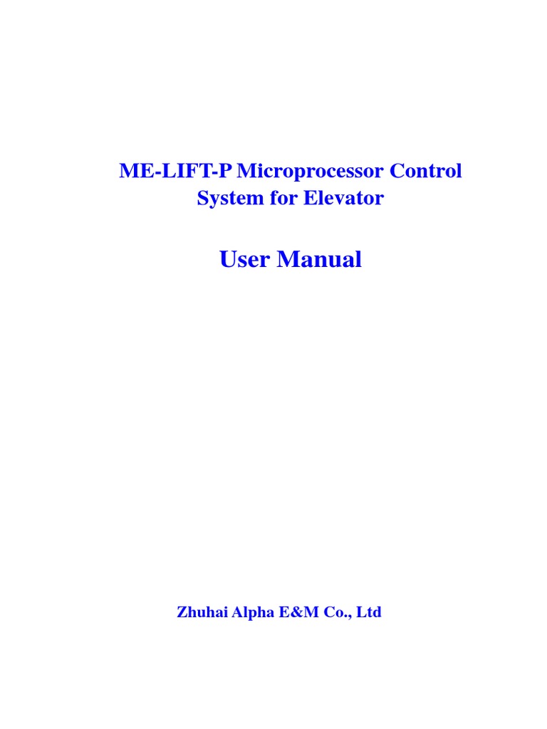 ME-LIFT-P Microprocessor Control User Manual 20071226 PDF | PDF ...