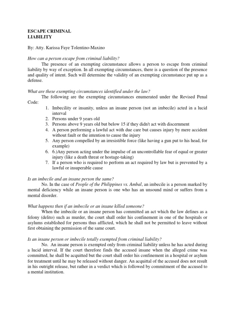 Exempting Circumstances | PDF | Insanity | Acquittal