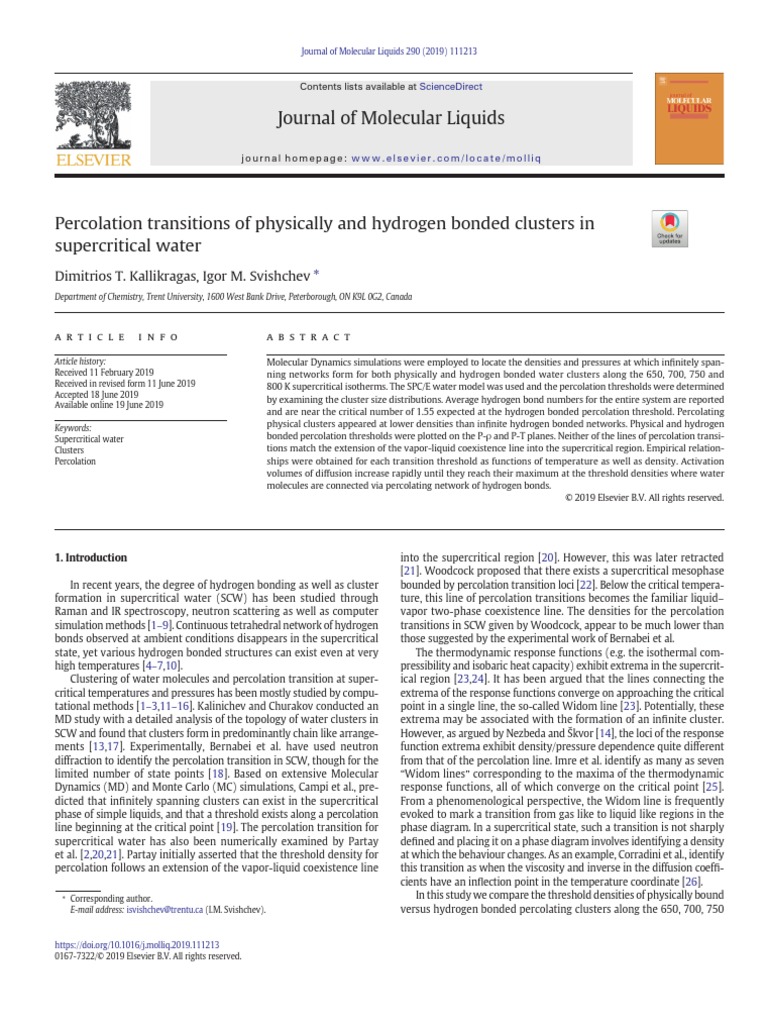 Journal of Molecular Liquids | PDF | Supercritical Fluid | Molecules